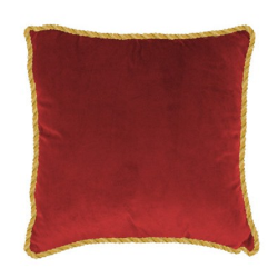 CUSCINO ARREDO VELLUTO ROSSO CON CORDONE ORO