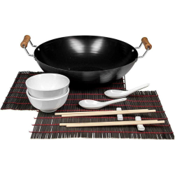 SET WOK 13 PZ CARBON STEEL DIAM. 32 CM 