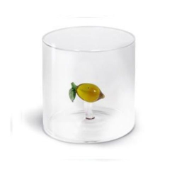 BICCHIERE VETRO BOROSILICATO 250 ML DECORO LIMONE