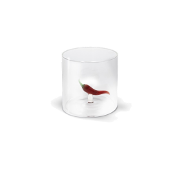 BICCHIERE VETRO BOROSILICATO 250 ML DECORO PEPERONCINO