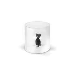 BICCHIERE VETRO BOROSILICATO 250 ML DECORO GATTO