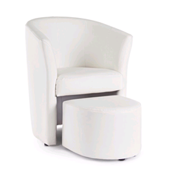 POLTRONA CON POUF  BIANCO 